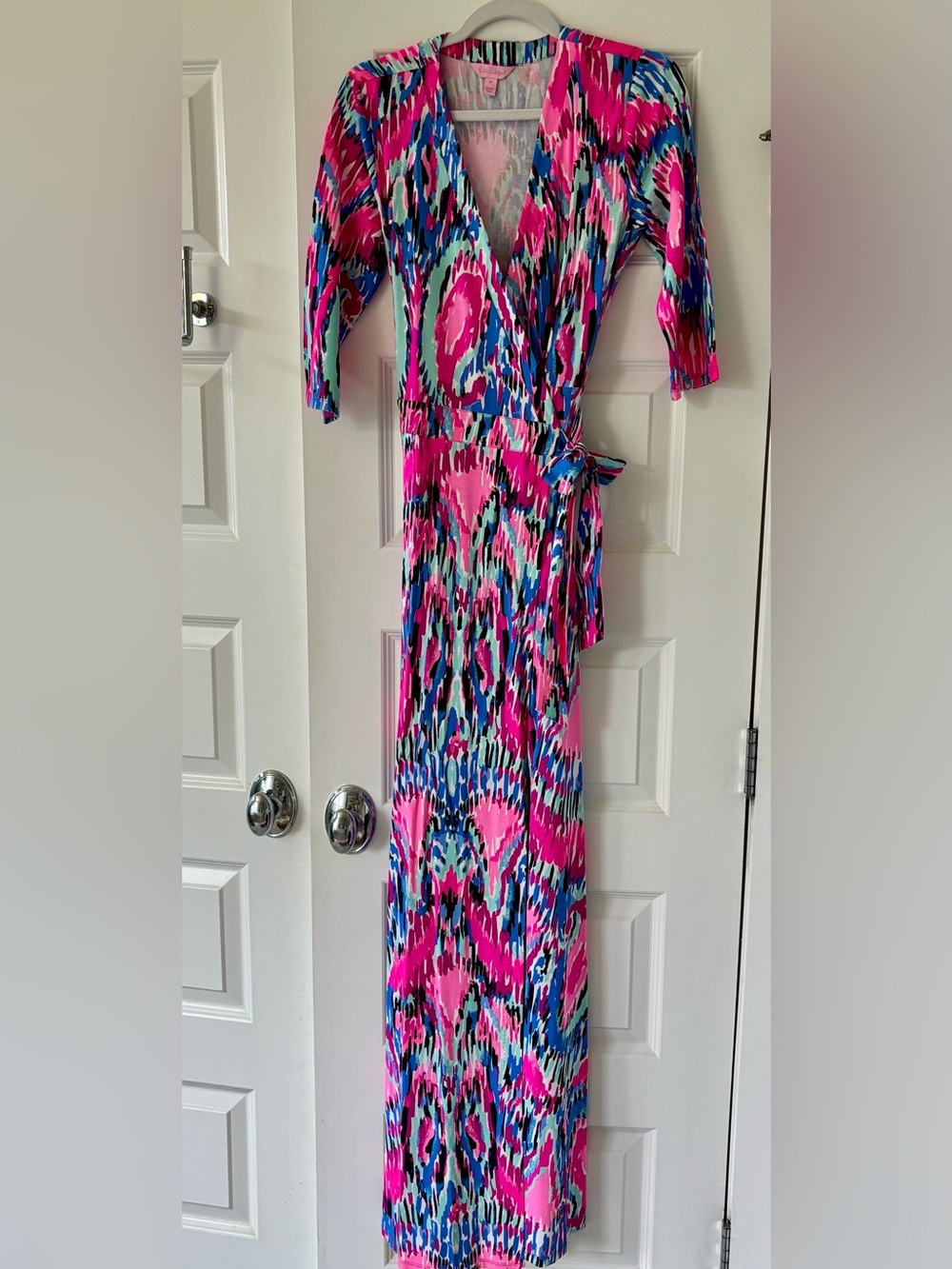 Lilly Pulitzer Pink and Blue Striped Wrap Dress